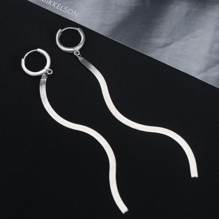 Simple Blade Chain Ear Cuff Earrings Long Minimalist Dangle Earrings Versatile Statement Ear Jewelry