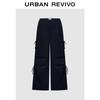 UR Women's 2025 Autumn Casual Pleated Tie-Waist Cotton Wide-Leg Pants