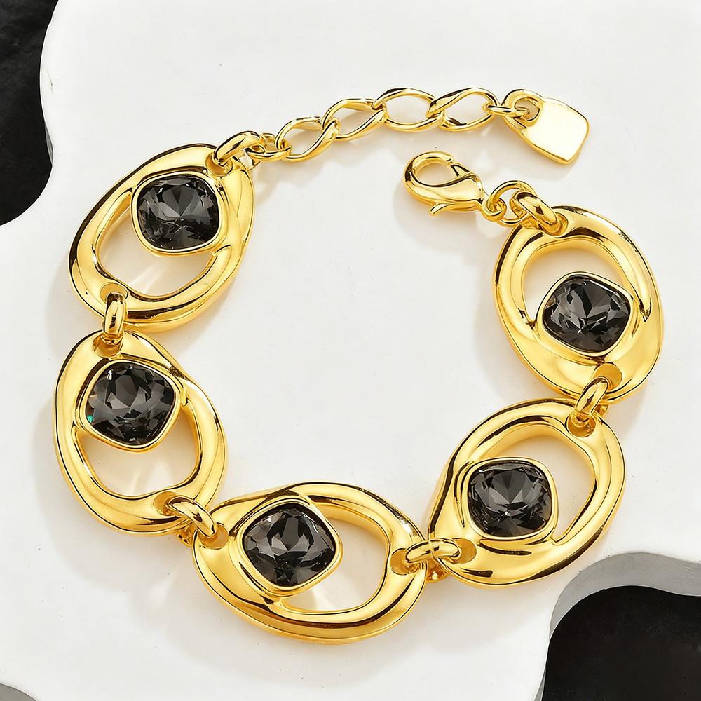 Geometric Crystal Jewelry Set For Women With Silver Copper Finish For Stylish Gift Giving