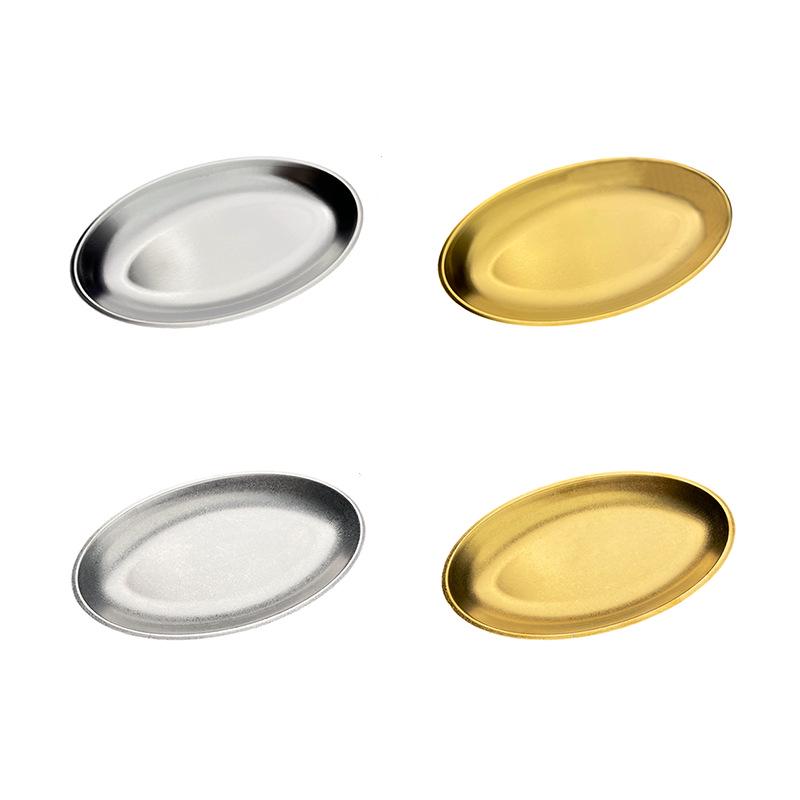 Korean Style Stainless Steel Oval Tray Plate for Cheong Fun, Fries, Snacks, Fish, Barbecue