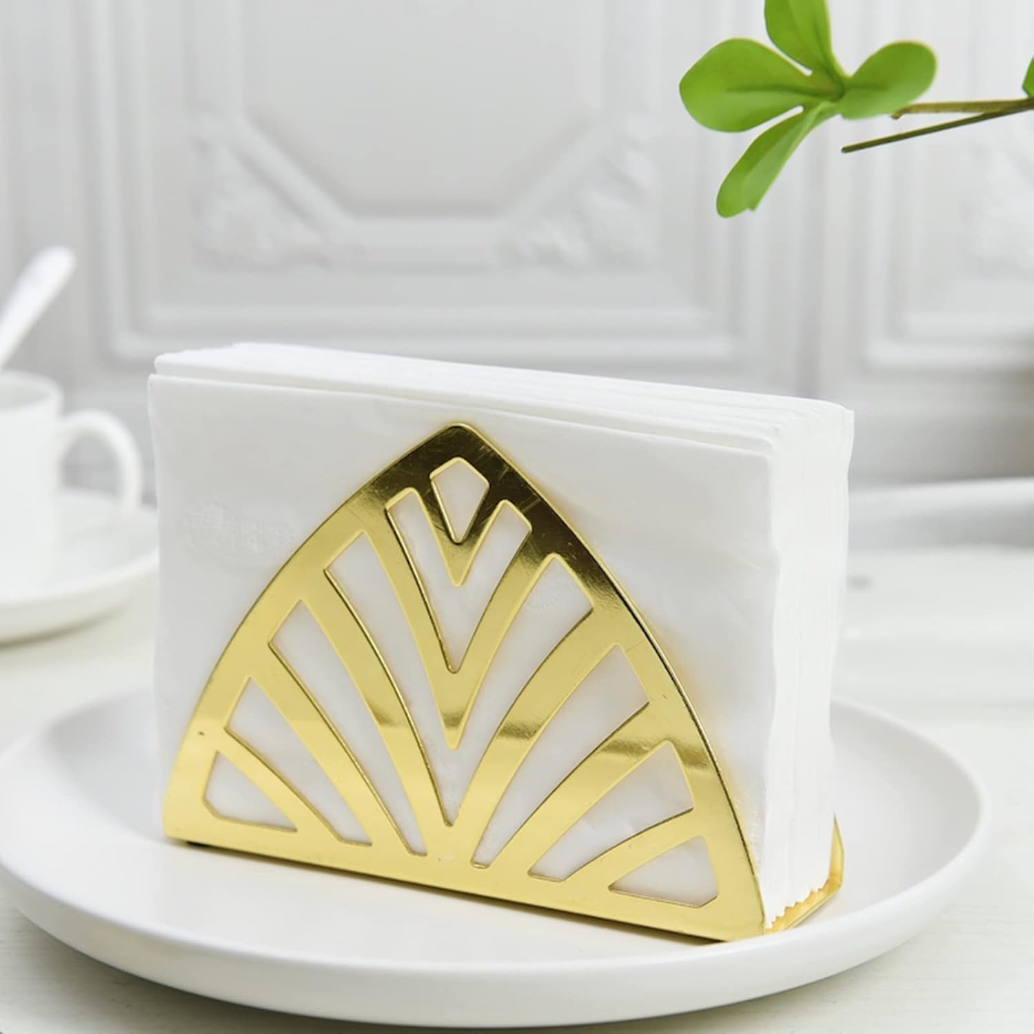 Napkin Holders, Golden Metal Napkin Holder, Table Napkin Organizer, Gold Napkin Holder Triangle Shape Vertical Type, Tissue Dispenser for Kitchen &