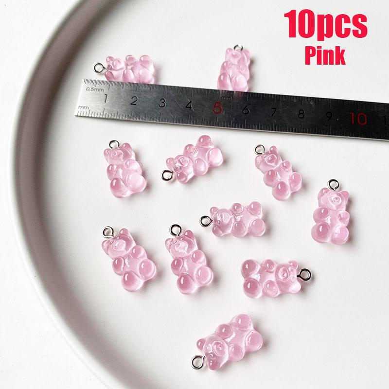 10/50 Stück Bunte Gummibärchen Anhänger Charms für Halskette Armband DIY Ohrringe Schmuck Bären Valentinstagsgeschenk 2,1*1,1cm