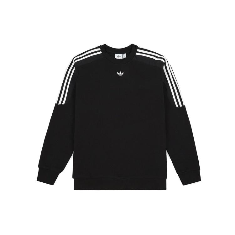 adidas originals Radkin Crewneck Small Logo Embroidered Round Neck Pullover Black Men s DU8141 XXL
