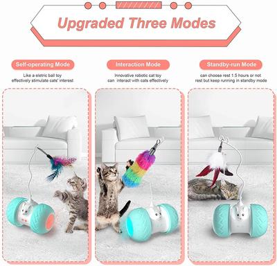 Interactive Cat Toys for Indoor Cats, Automatic Kitten Toys Electronic with Mouse and 3 Feathers for Cats To Play Alone Exercise