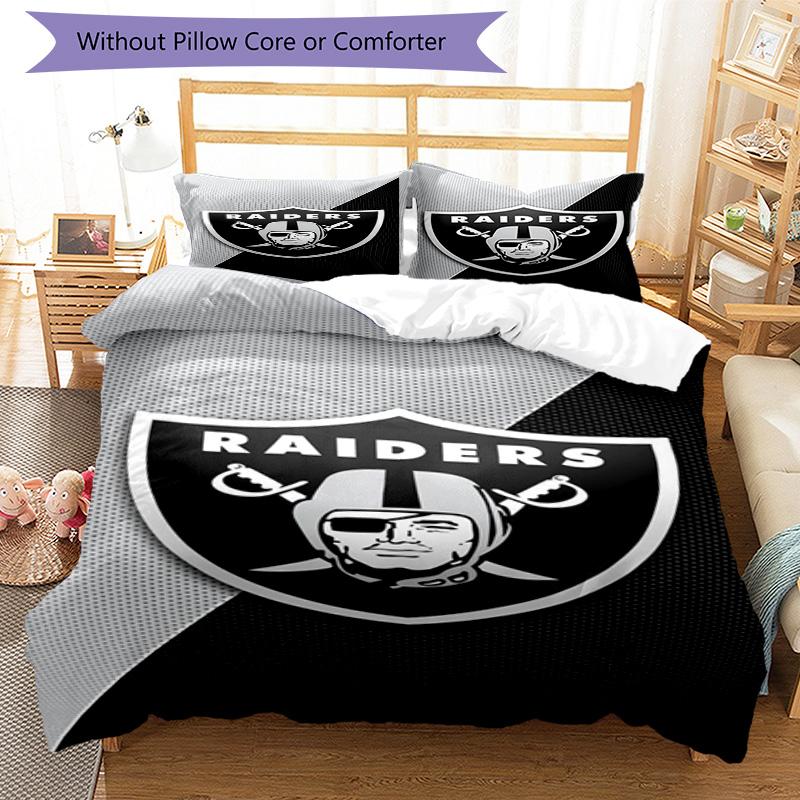 Raiders Football Legacy Printed Pattern Duvet Cover Set – includes 1 duvet cover and 2 matching pillowcases Bedroom decor Christmas gifts