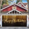 2D Printing Black Gold Glitter Backdrop, Neon Happy Birthday Party Background Cloth