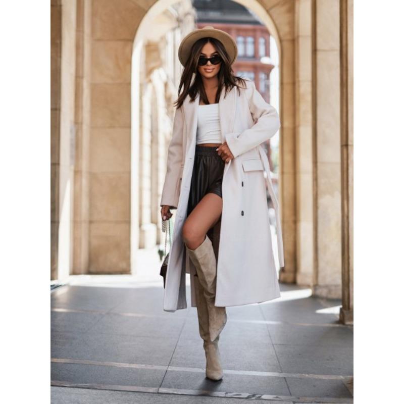 GMXIA Dámské Vintage ležérní jednobarevný potisk Podzim Zima Dlouhý rukáv POLO bundy a kabáty