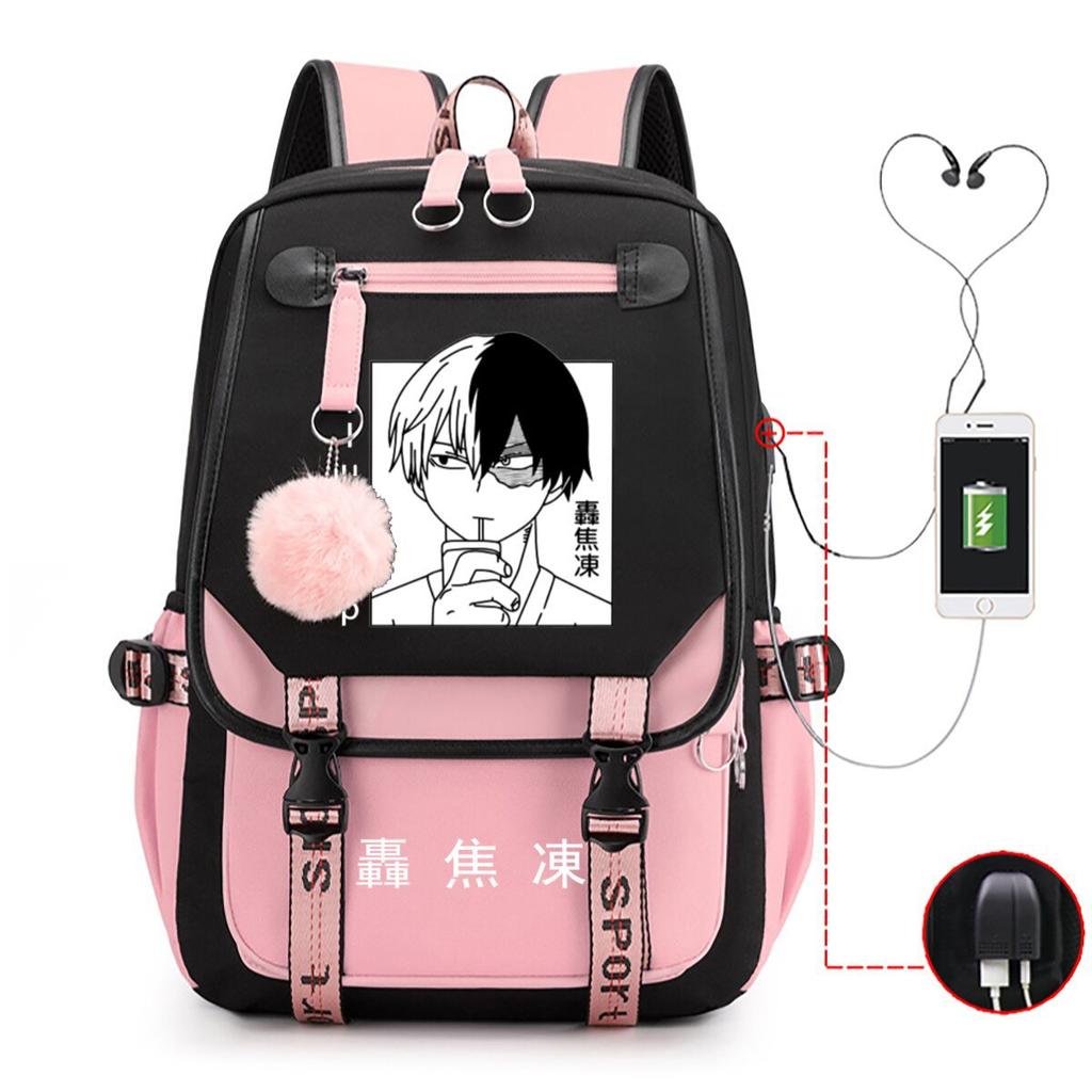 Casual schoolbag animation my hero academy peripheral printing large capacity junior high school students USB backpack