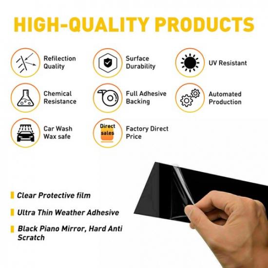 2004-2014 F-150 Fit Ford Super F150 Crew Pillar Piano Cab Post Black Door Trim