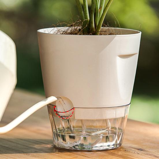 Flowerpot with Open Water Pour Port Easy Maintenance Self-Absorbing Double-Layer Water System Thickened Transparent Water Storage