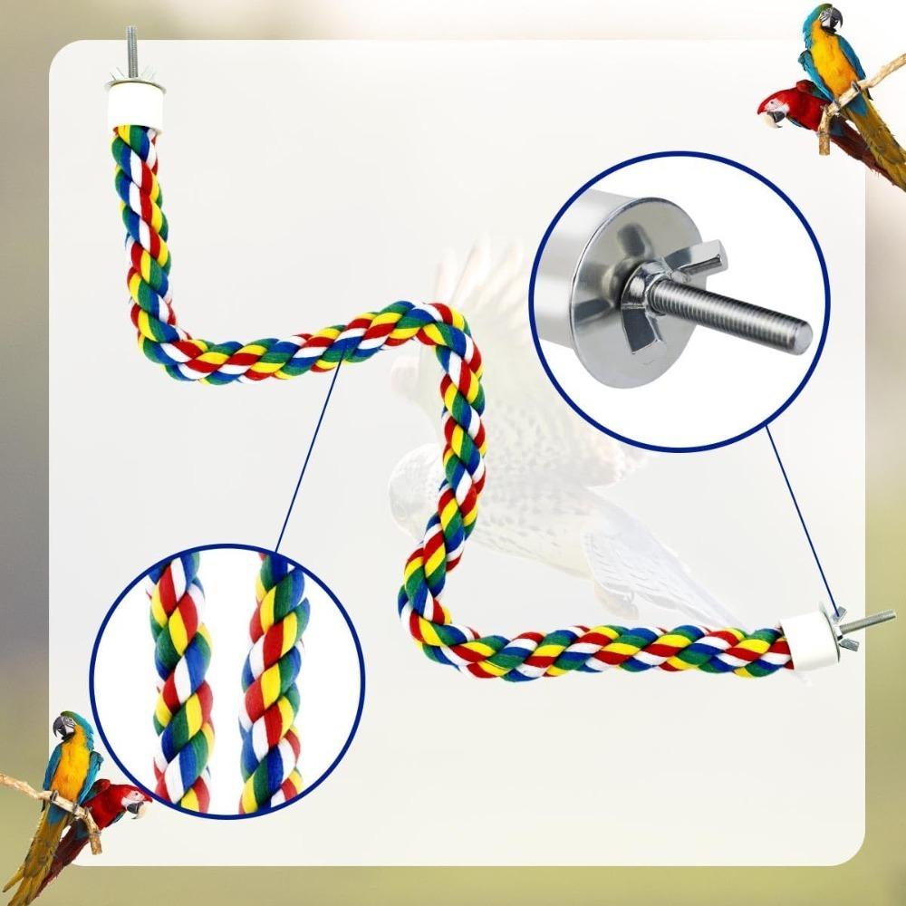 1PC Random Color Parrot Cotton Rope Colorful Bite Toy Climbing Stand Bird Parrot Cage Accessories Pet Toys Fixable Parrot Rope