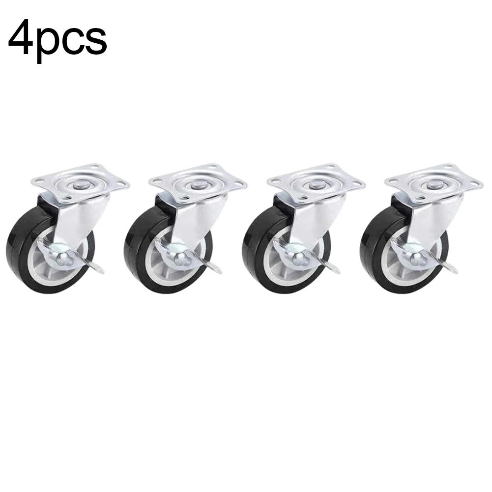 For Home Furniture Caster Wheels Swivel Plate Easy Navigation No Floor Marks 50kg Load Per Caster For Workbenches