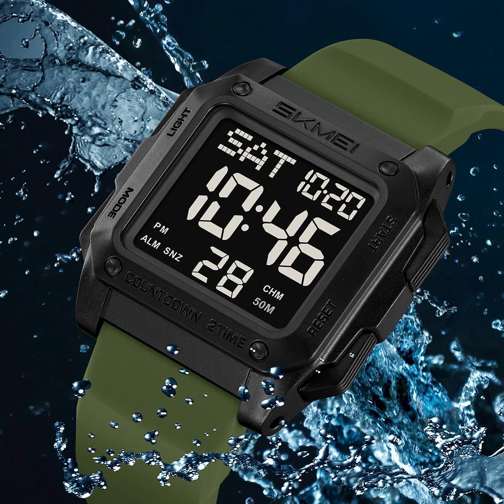 Multifunctional electronic watch male luminous waterproof square student watch sports electronic watch