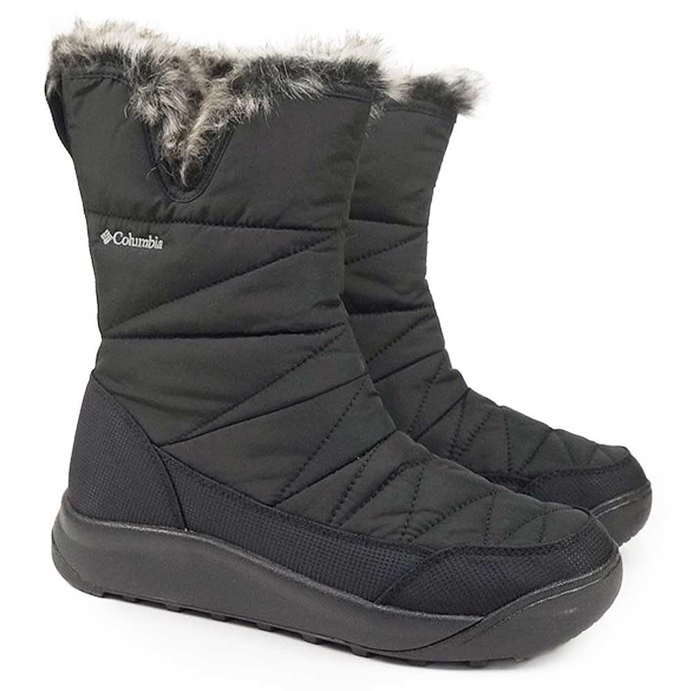 Columbia MINX SLIP V Wide Snow Boots with Side Size Women's Zip, Waterproof, Warm, Boa, Non-Slip Zipper, Black, 7.5 (24.5cm)