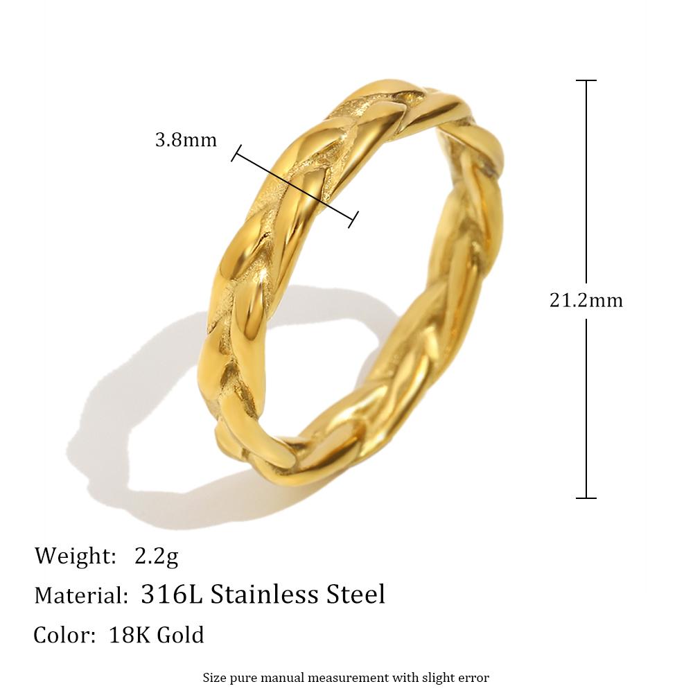 

MamacitaSlay Classic 316L Stainless Steel Twists Thin Edge Ring 2026 New Minimalist Waterproof Jewelry Women s Elegant Ring Gift 6 золотой