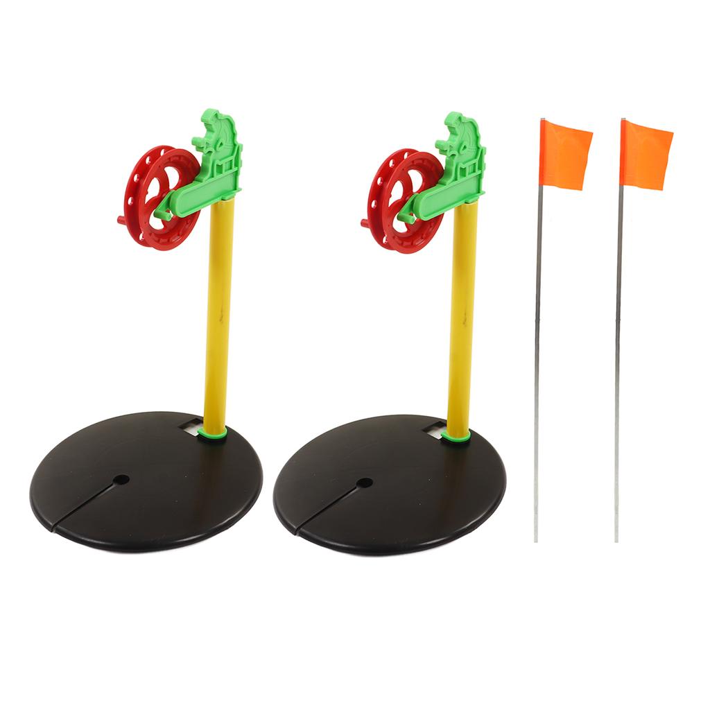 2Pcs Winter Ice Mini Fish Pole Wheel Flag Tackle Equipment Outdoor Winter River Floating Fishing Rod Flag