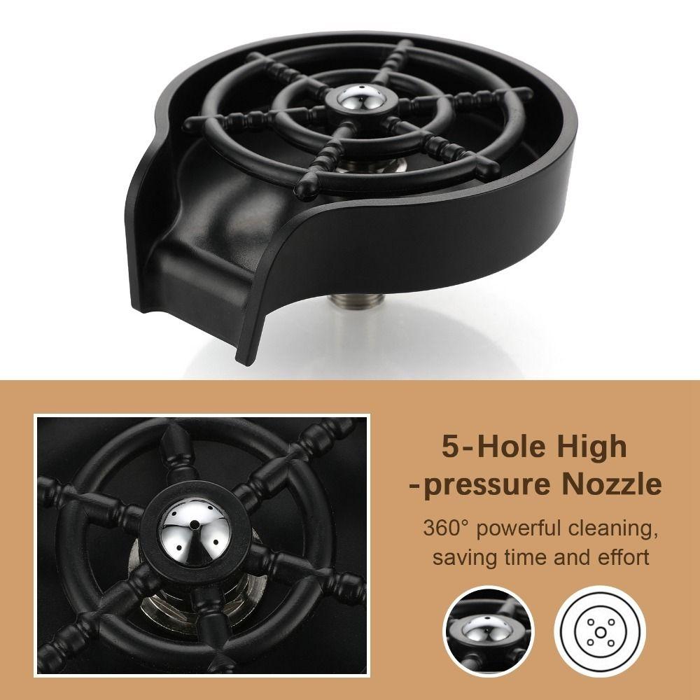 Black Silver Sink Cup Rinser High Pressure Water Bottle Washer Durable Cup Washer  Bar Use