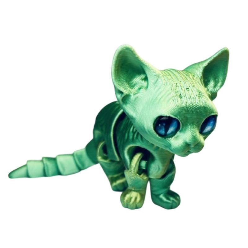 Flexible Joints Articulated Cats Fidgety Toy Desktop Pet Decorations 3D Printed Cats,Realistic Hairless Cats Statues