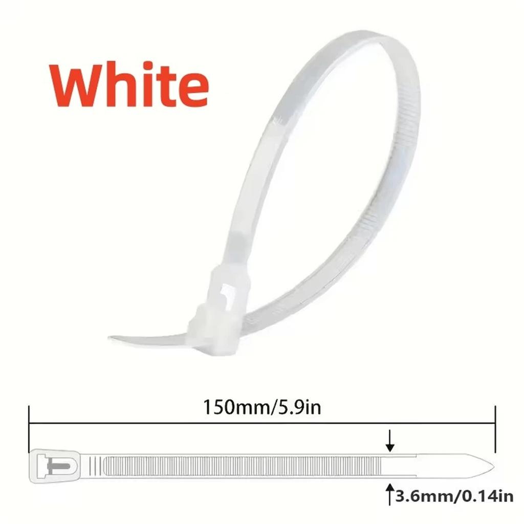 5/1000Pcs Reusable Cable Ties Cable Lock Loop Nylon Ties Removable Minimalist Recyclable Mixed Colours Black White Cable Ties