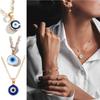 Trendy Demon Eye Necklace European and American Golden Chain Turkey Blue Eye Round Drop Shape Necklace for Women