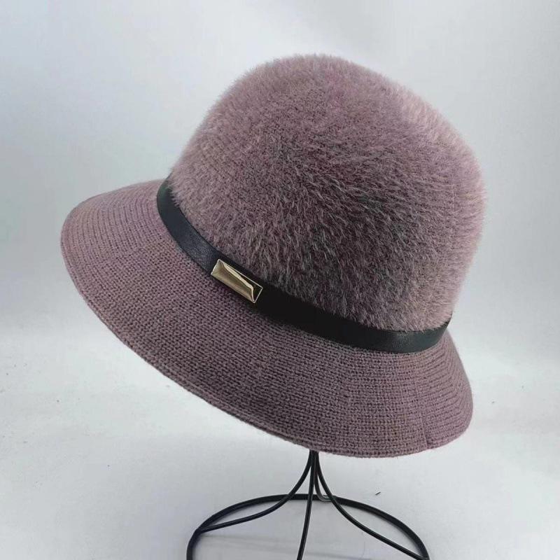 Autumn and Winter Hat Women's High-end Sense Small Square Belt Dome Fashion Versatile Beach Top Hat Bucket Hat