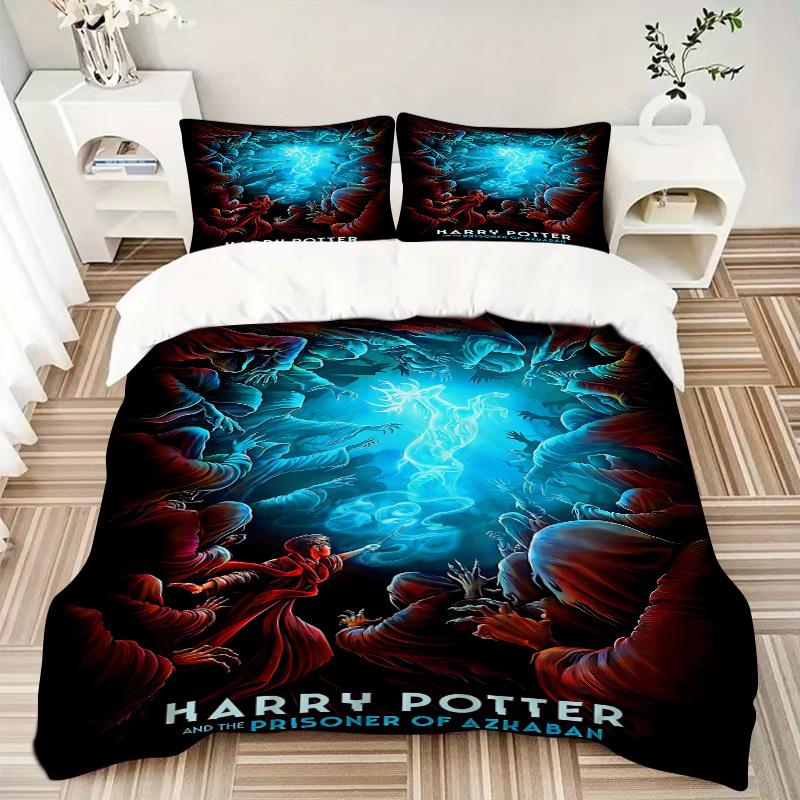 3pcs Harry Potter Bedding Set, Soft Polyester Duvet Cover and Pillowcases Machine Washable Seasons all suitable 09