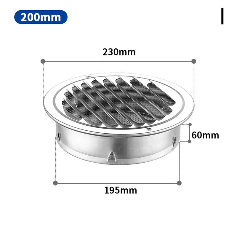

75 мм 201 з нержавіючої сталі, стіна, вентиляційна решітка, зовнішня кругла вентиляційна вентиляція 200mm