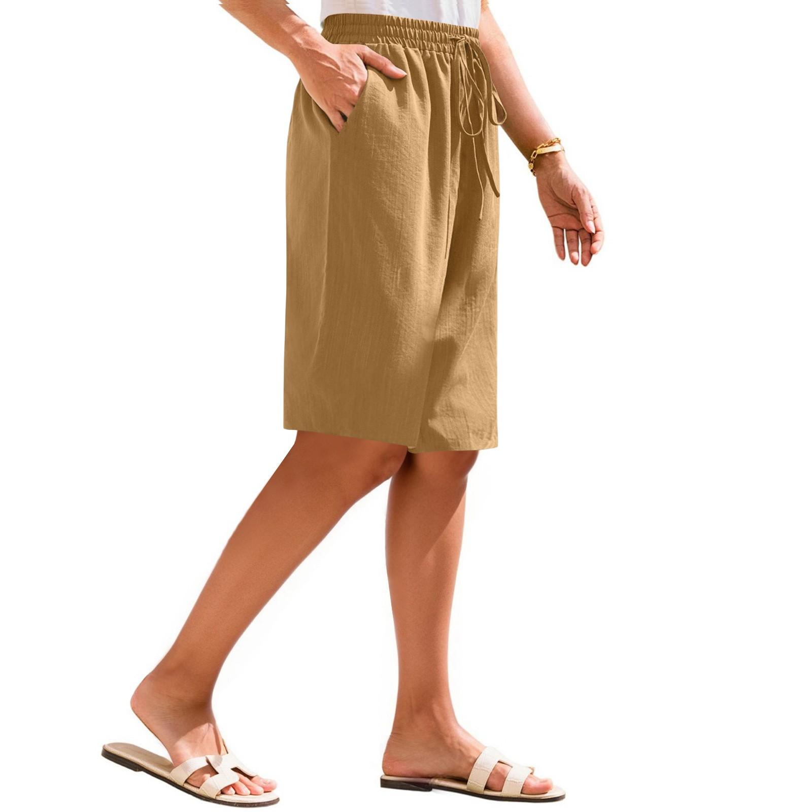 

Womens Summer Shorts Casual Loose Mid Knee Length Short PantsComfy Summer Shorts With Pockets XL жовтий