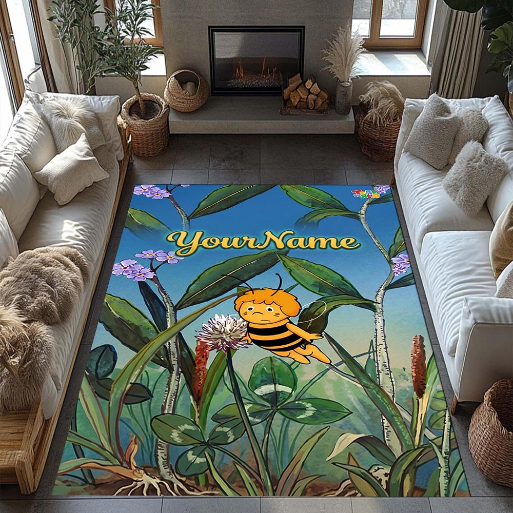 Biene Maja Customize Text Floor Mat Design for Hallway Kitchen Study room Outdoor Antislip Carpet Anime Office Decor Best for Christmas