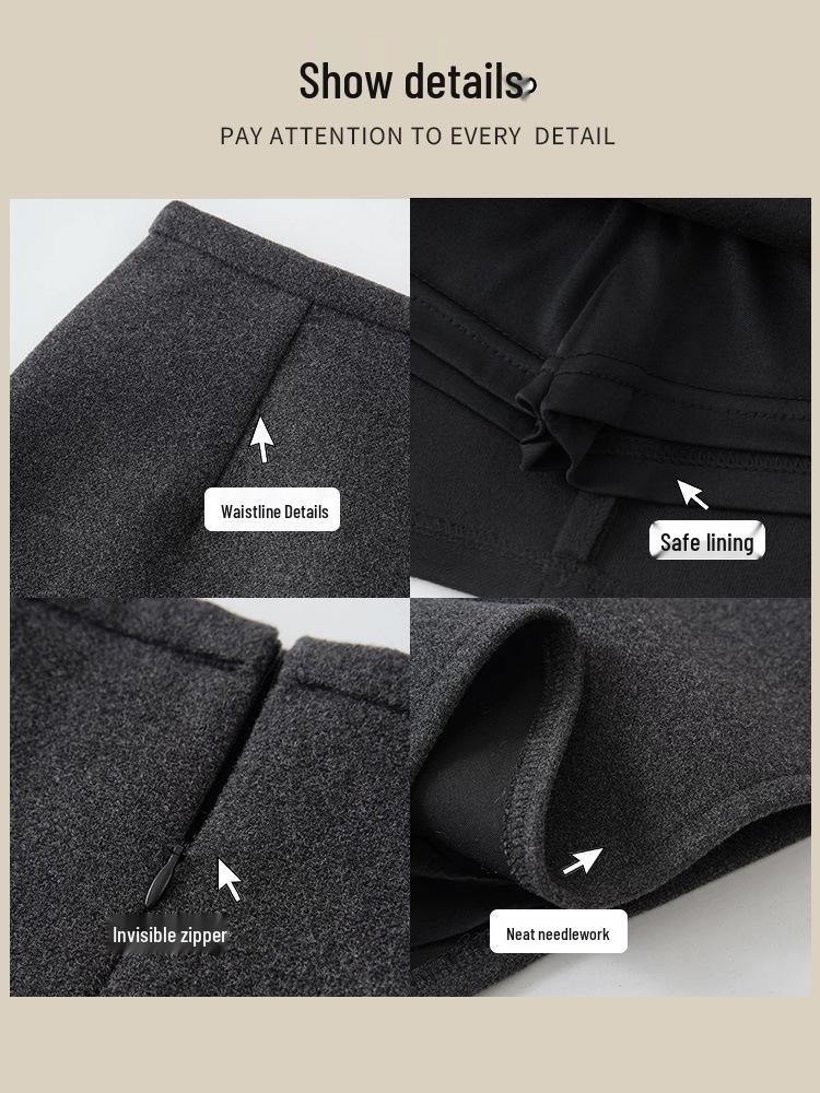 Women's Black Wool Blend A-Line Short Skirt - High Waist, Hip-Hugging, Slimming Petite Style for Spring & Autumn 2025.