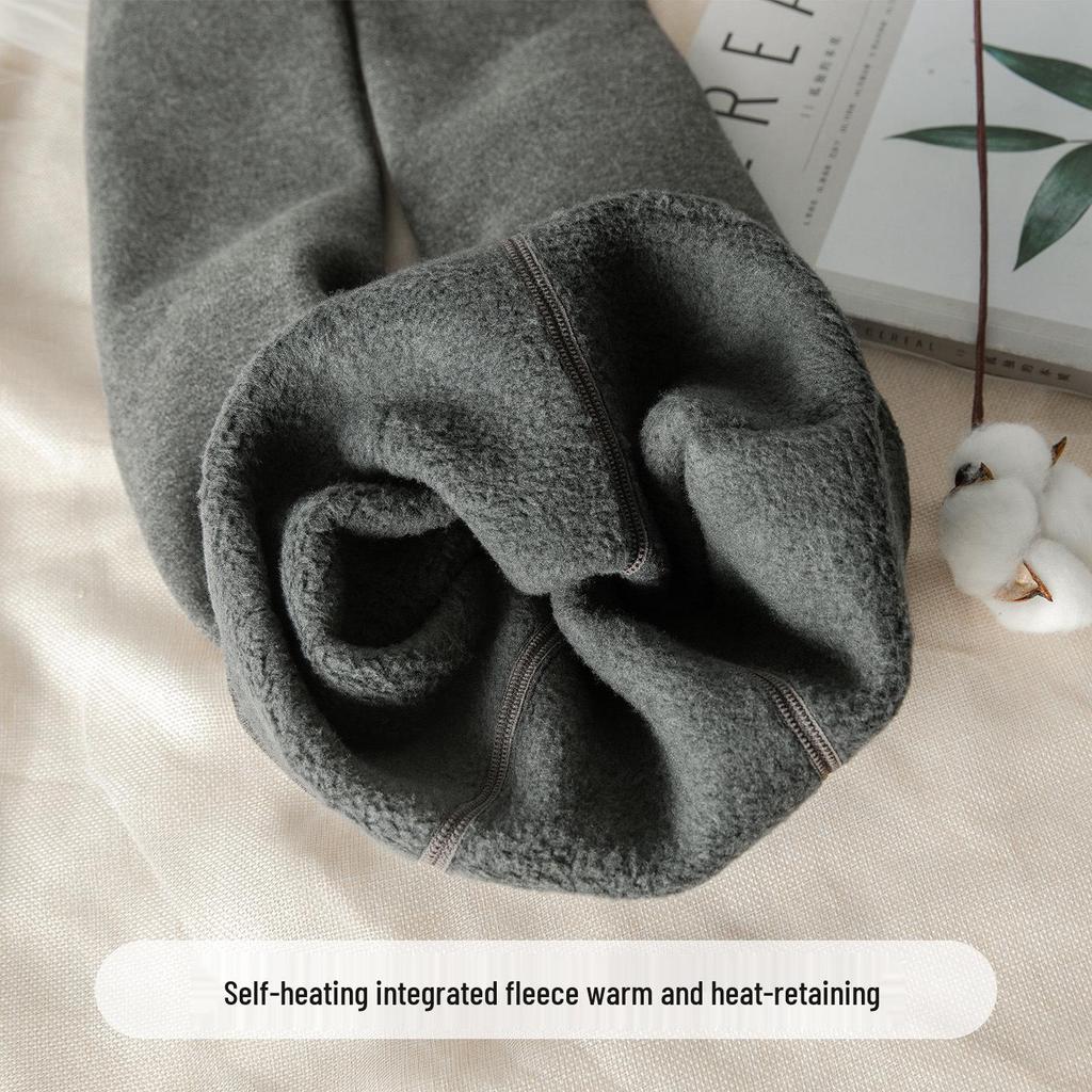 Matte Grey Cotton Leggings with Thin Fleece, 140-200g, Slimming Pantyhose for Spring & Autumn.