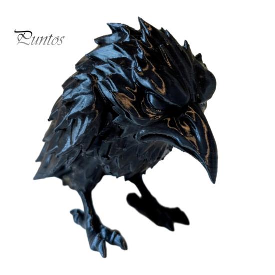 Niche Style Gothic Decor 3D Printed Crow Ornament, Realistic Black Raven Bird Figurines Figurine, Halloween Theme Statues for Bookshelf Desktop