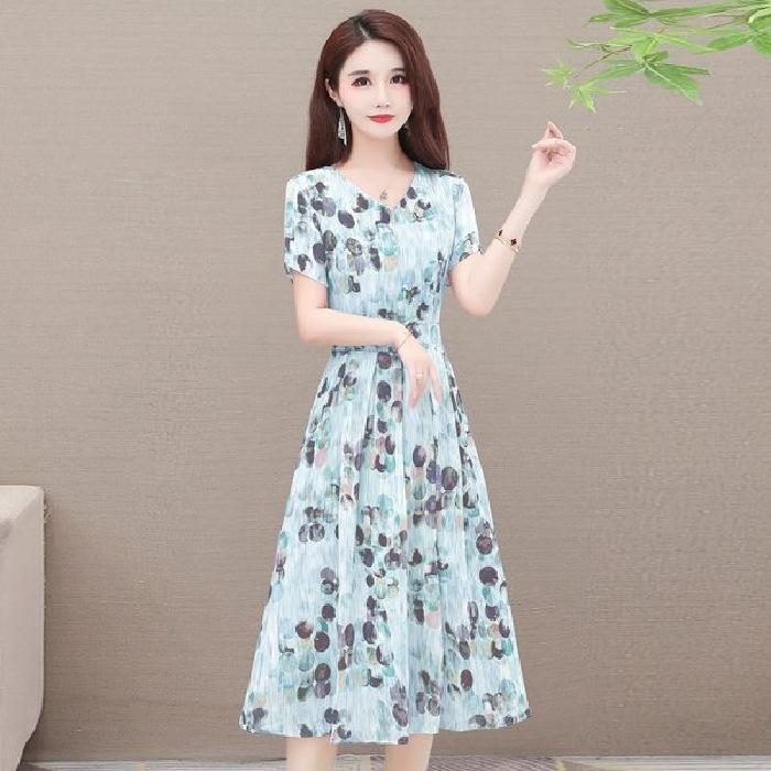 Floral dress summer new large size wide too loose and thin short-sleeved skirt temperament