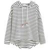 Women's Autumn and Winter Plus Size Sweatshirt Striped Loose Hooded Knit Long Sleeve Pullover Jacket