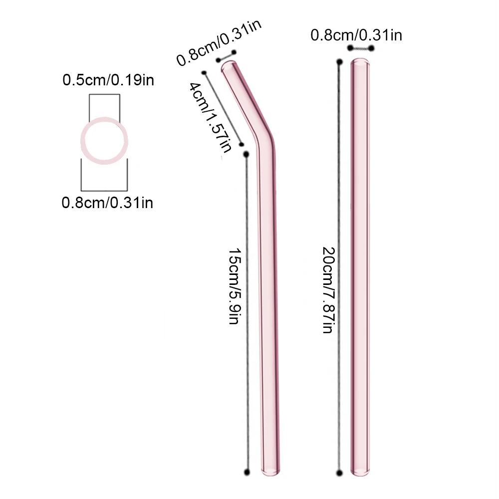 3/5/10/11Pcs Reusable Glass Straws Pink Glass Drinking Straws 8mm Tubes Juice Smoothie Tea Straws Glasses Straw Set for Drink