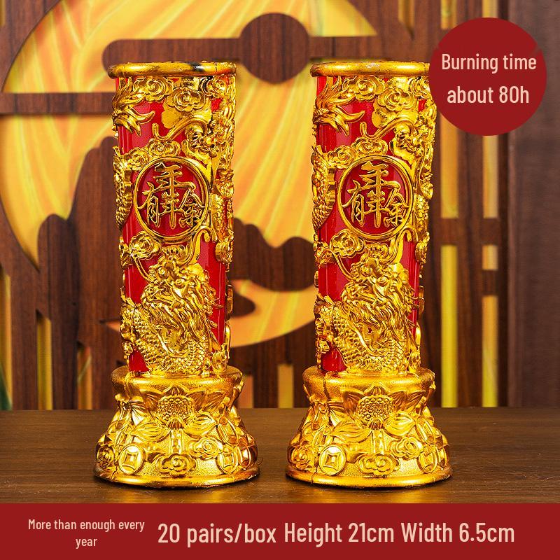 Smokeless Crystal Candle for Buddha Offerings, Housewarming, or New Year Celebrations - Windproof Red Butter Lamp