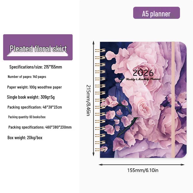 2026 English Student Weekly A5 Planner Coil Notebook