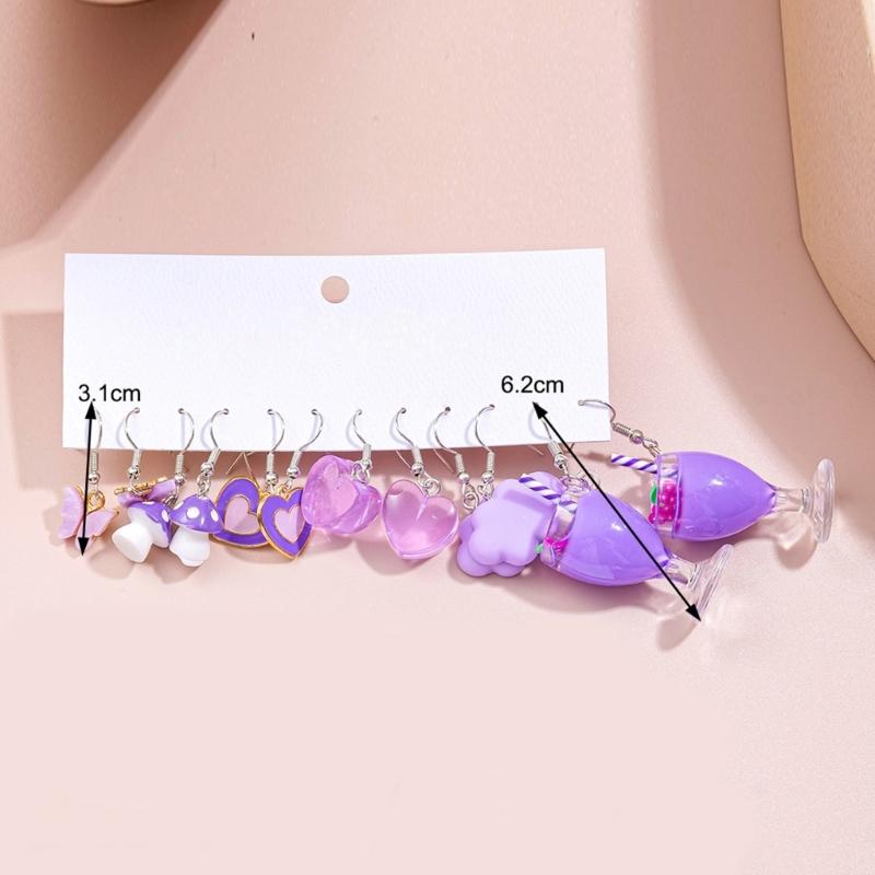 Pendant Earrings Unique Drop Earrings Set Fashion Ear Jewelry Set Zinc Alloy Texture Suitable for Ladies and Teen Girls
