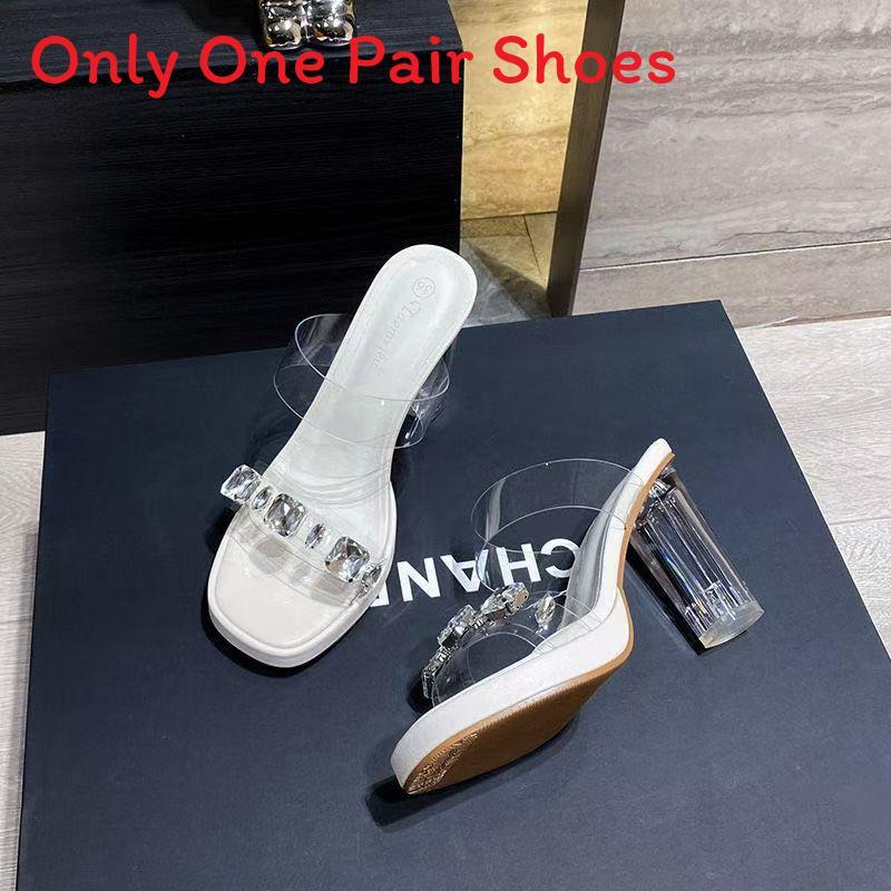 French Transparent High Heel Crystal Sandals With Pu Material For Elegant Summer Wear