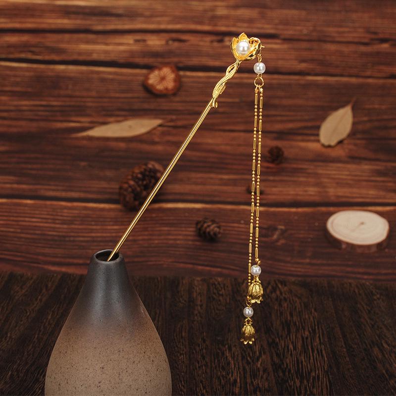 

Заколка для волос с кисточкой-луной: Элегантный китайский пучок в старинном стиле Standard