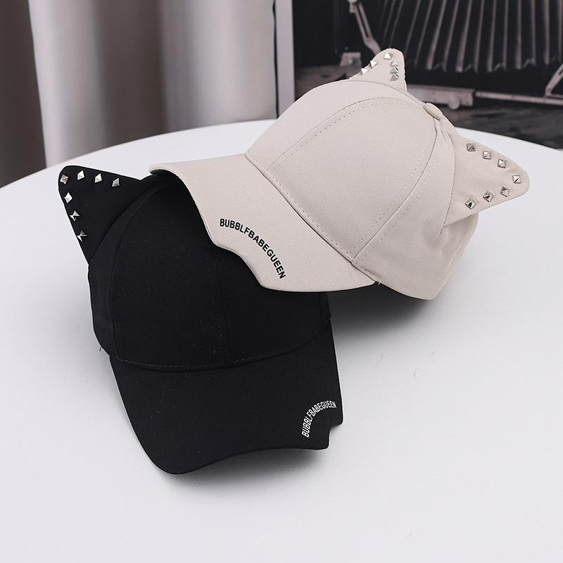 Original Personality Trend Rivet Inlaid Baseball Cap Men's and Women's Cap Cat Ears Denim Baseball Cap