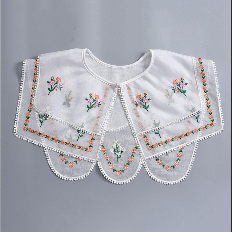 Perfect Match Pink Women Scarf Shawl Detachable Collar Tie Necklace Embroidery Lapel Fake False Collar Woman Lace Tie Neckwear Nep Kraagie
