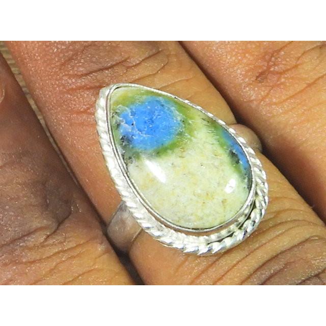 Natural K2 Jasper Solid 925 Sterling Silver Handmade Pear Ring Size US-07 MK-02