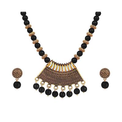 Jewellery for Less Stilvolle vergoldete antike Halbkreis-Anhänger-Perlen-Tribal-Halskette