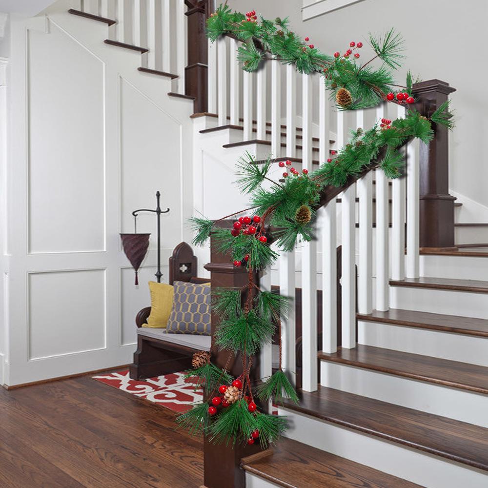Christmas Pine Needles Rattan Red Fruit Pine Cones Lintel Door Hanging Decorative Rattan Christmas Supplies