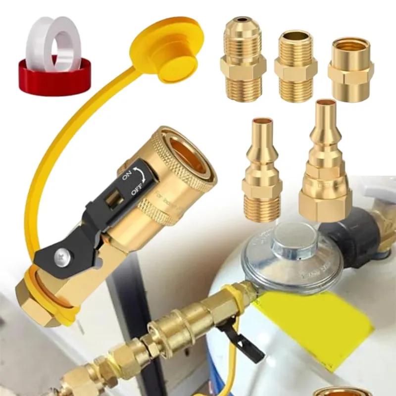 Propane Quick Connect 7pcs Set for Low Pressure RV Gas Appliances Compatible with Camping Stoves Heaters Grills and Fire Pits