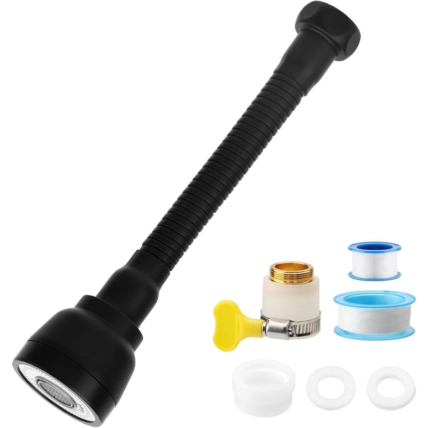 

360° Rotating Kitchen Tap Attachment, Water Tap Extension Black with Adapter, 3 Modes Extension, Water Taps, Attachment, Hose for Bathroom, Kitchen 1-Pack