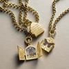 Stainless Steel Painted Printed Adjustable Pendant Opening And Closing Necklace Hand Drawn Flower Heart Pendant Sweater Chain