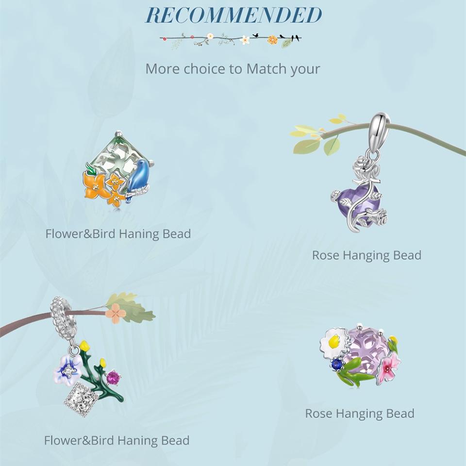 BAMOER 925 Sterling Silber farbiger Blumenanhänger Gänseblümchen-Charms passen zum Selbermachen von Armbändern und Armreifen, Libellen-Charms, feiner Schmuck