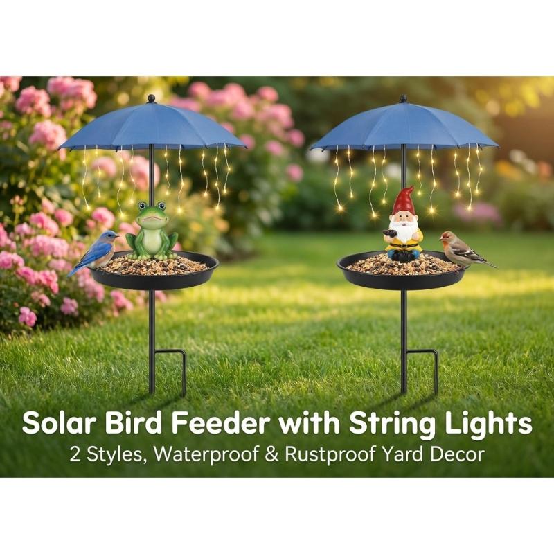 Lovely Solars Frogs Ornament With Feeding Tray Ground Spikes Light Lovely Solars Frogs Bird Feeders For Backyard